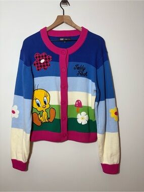 Looney Tunes x Teddy Fresh Tweety Bird Cardigan Sweater Women’s XL New